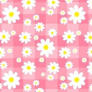 Daisy Pattern Pink Plaid