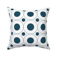 Dots and Circles White and Dark Teal Large
