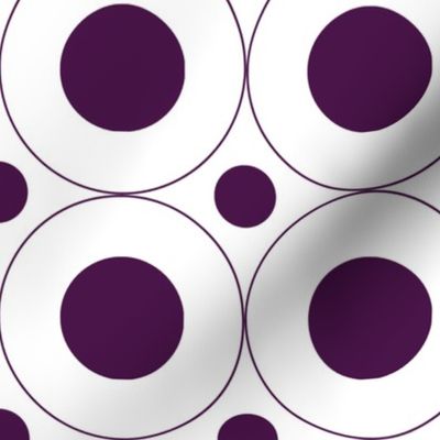 Dots and Circles White and Dark Purple Large