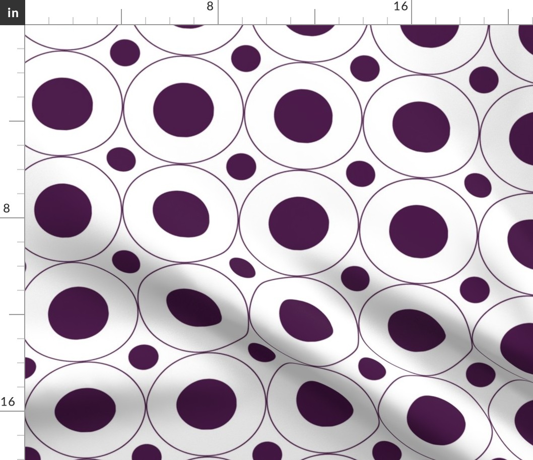 Dots and Circles White and Dark Purple Large