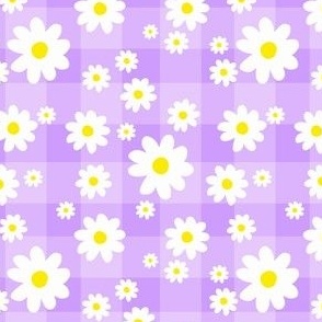 Daisy Pattern Purple Plaid
