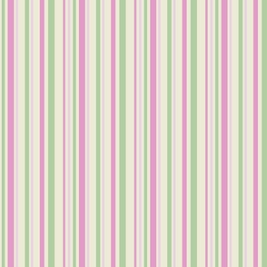 Vertical irregular width stripes | mint green and fuchsia pink