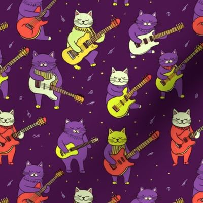 (M) Super Chill Cats Rockin' Electric Guitars | Blacklight and Neon