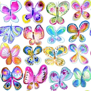 Rainbow Watercolor Butterflies (Large Scale)