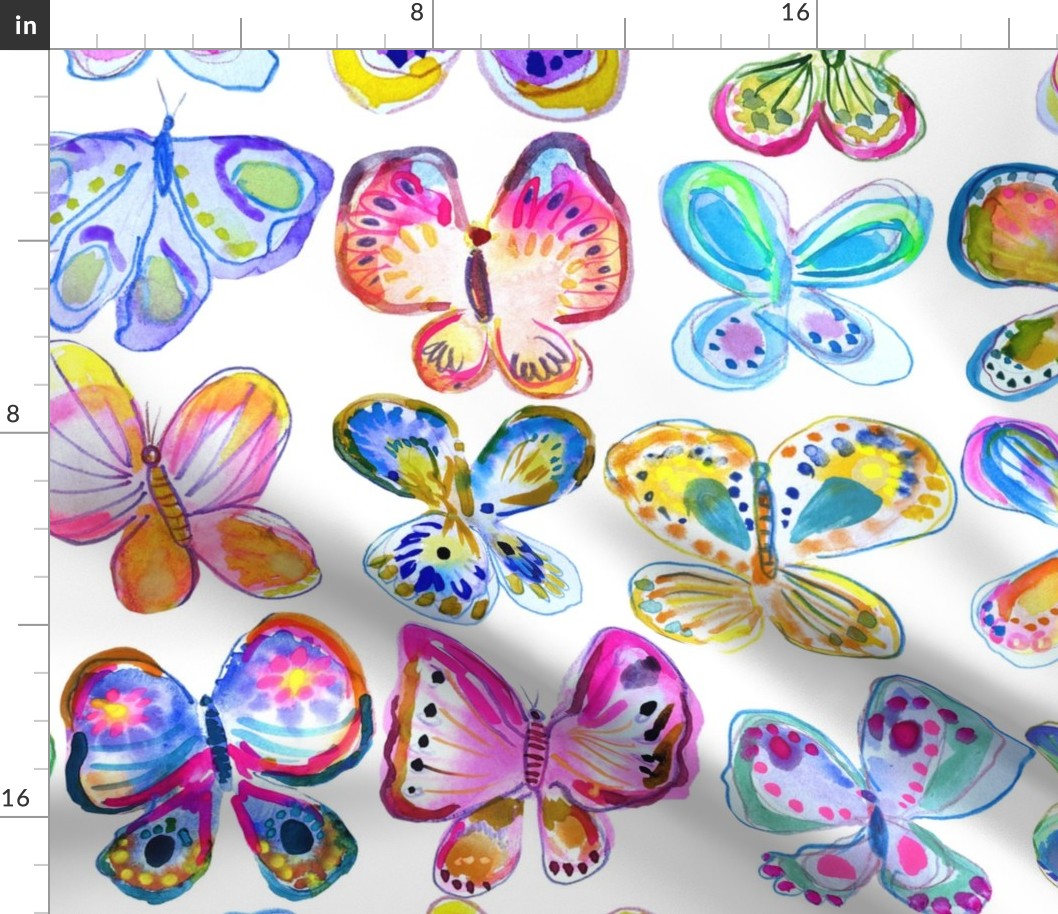Rainbow Watercolor Butterflies (Large Scale)