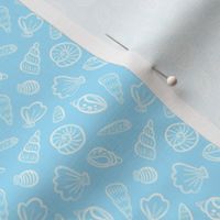 White Shells on Bright Blue - Mini Print