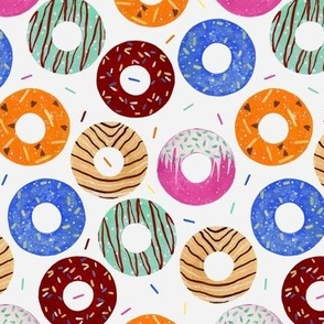Hand Painted Bright Doughnuts With Decorative Sprinkles Off White Small 