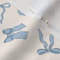Bows Tossed, Vintage Blue on Cream, Small
