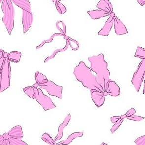 Bows Tossed, Vintage Pink on White, Small