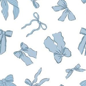 Bows Tossed, Vintage Blue on White, Small