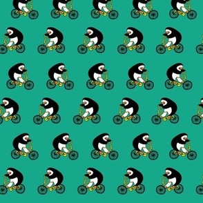 Penguins on bikes - Emerald, small by Cecca Designs