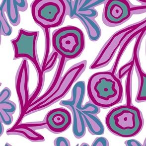 Quirky Diagonal Floral-Purple and Teal