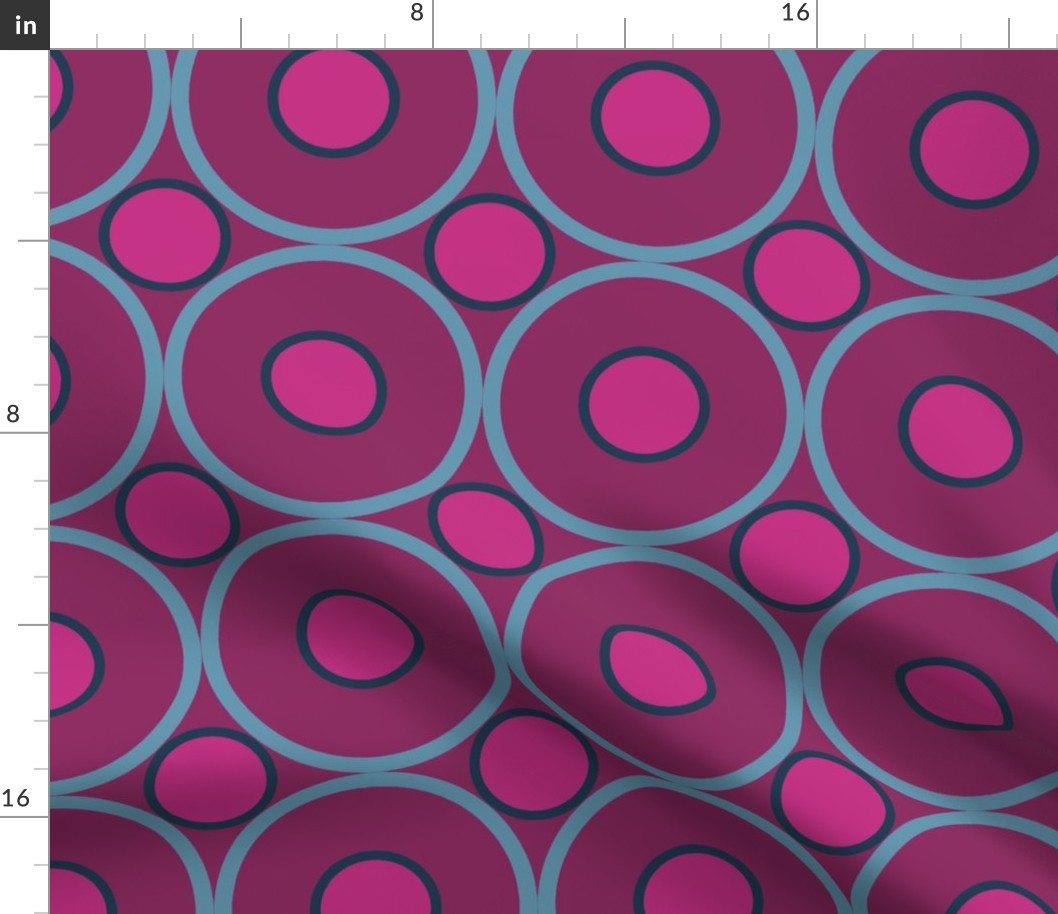 Pink and aqua blue geometric circles