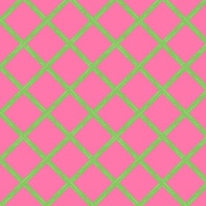 (small scale) Bamboo Lattice - lime green/ pink - LAD24