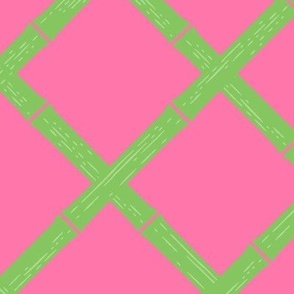Bamboo Lattice - lime green/ pink - LAD24
