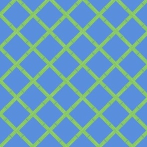 (small scale) Bamboo Lattice - lime green/ blue - LAD24