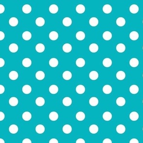 White Polka Dots on Bright Blue Background, S