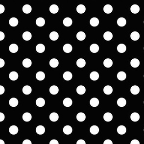 White Polka Dots on Black Background, S