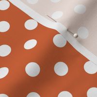 White Polka Dots on Dark Orange Background 6x6