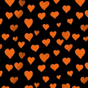 Watercolor Hearts in Orange and Black