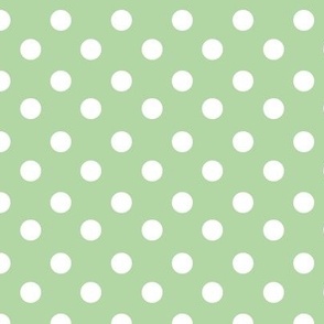 White Polka Dots on Pastel Green Background, S