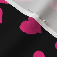 Watercolor Hearts in Pink and Black