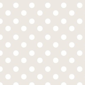 White Polka Dots on Light Grey Background, S