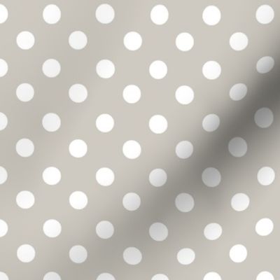 White Polka Dots on Light Taupe Background, S