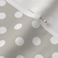 White Polka Dots on Light Taupe Background, S