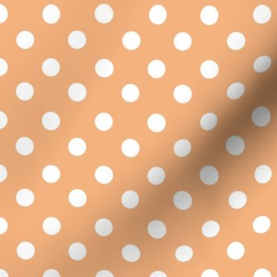 White Polka Dots on Pastel Peach Background 6x6