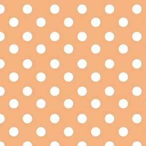 White Polka Dots on Pastel Peach Background 6x6