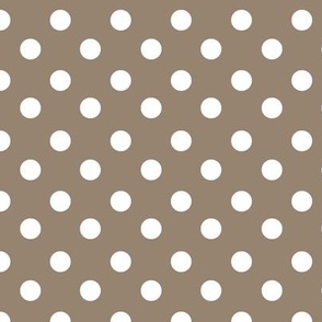 White Polka Dots on Dark Taupe Background, S