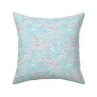 Spring Flowers-Secondary-pink on blue