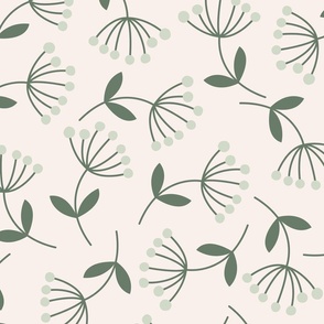 Minimalist Dandelions - Olive Green - Floral - Flowers - Botanicals - Nature - Delicate - Home Decor