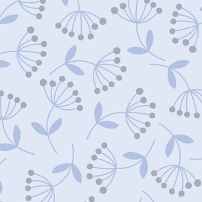 Minimalist Dandelions - Monochromatic Blue - Floral - Flowers - Botanicals - Nature - Delicate - Home Decor