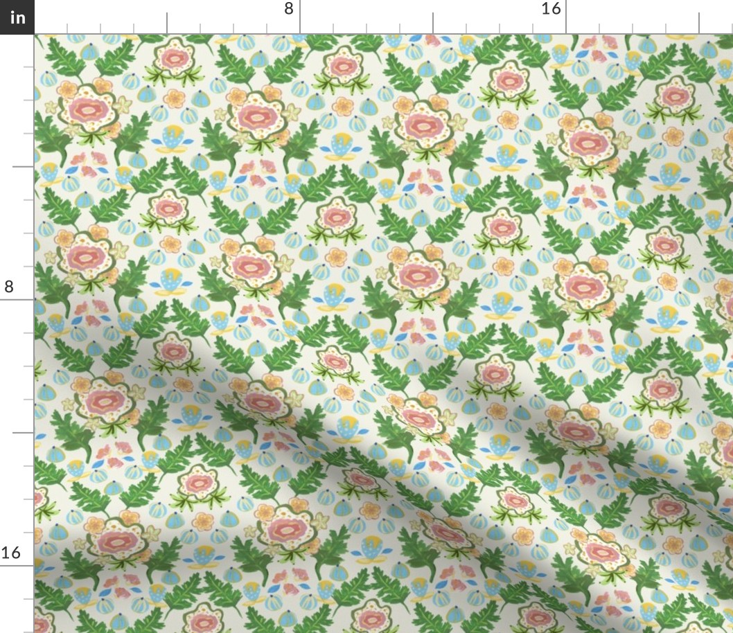 Fun florals Whimsical - all over multicolor pattern - small