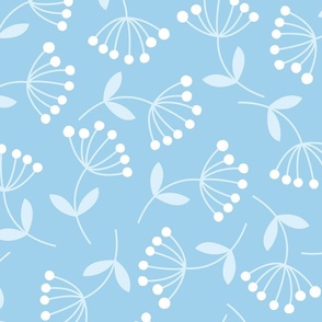 Minimalist Dandelions - Baby Blue - Coastal - Nursery Wallpaper -  Monochromatic - Floral - Flowers - Botanicals - Nature - Delicate - Home Decor