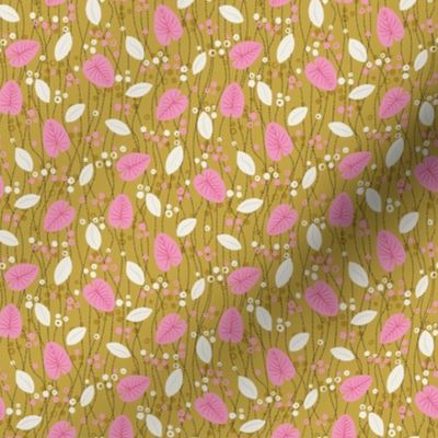 Pond Leaves Dotty Stripe 6x6-300 Deep Yellow - Pink