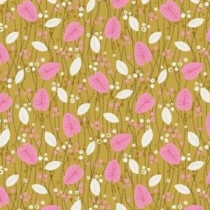 Pond Leaves Dotty Stripe 6x6-300 Deep Yellow - Pink