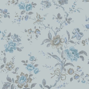 English Garden Chinoiserie in Muted Blues