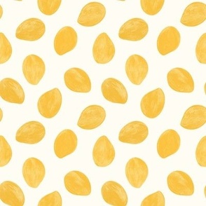 Mango / Summer / Tropical fruit Pattern | Yellow / Cream background | Small scale