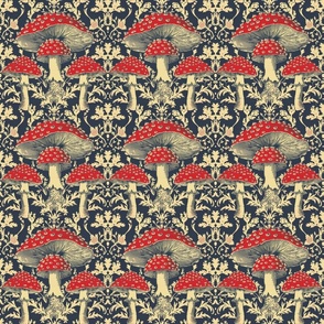 Enchanted Forest Mushroom Pattern - Navy Blue