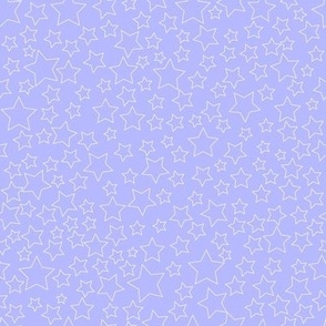 Stars Scattered outline white on lavender 8''
