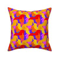 Colorful Seahorses - Hand drawn Orange Yellow Pink Red Seahorses  - Small scale 