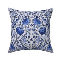 Iznik Floral, blue and gray, (L), 16" 