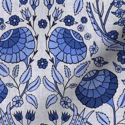 Iznik Floral, blue and gray, (L), 16" 