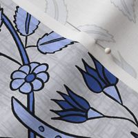 Iznik Floral, blue and gray, (XL) 24" 