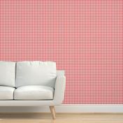 Tiny scale / 1/2 inch red windowpane plaid on white / Micro mini small Warm light scarlet and pastel rose gray gingham stripes / classic vichy caro 60s picnic checks square grid lines / 70s minimalism modern festive mens blender