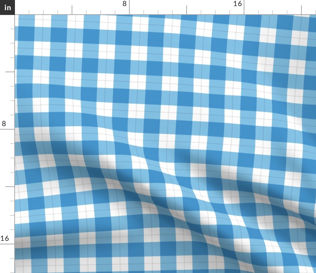 Small scale / 1 inch blue windowpane plaid on white / Cool light sapphire and royal blue gray gingham stripes / classic vichy caro 60s picnic checks square grid lines / 70s minimalism modern winter mens blender