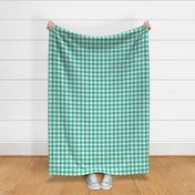 Small scale / 1 inch green windowpane plaid on white / Cool light emerald and pastel mint gray gingham stripes / classic vichy caro 60s picnic checks square grid lines / 70s minimalism modern festive mens blender
